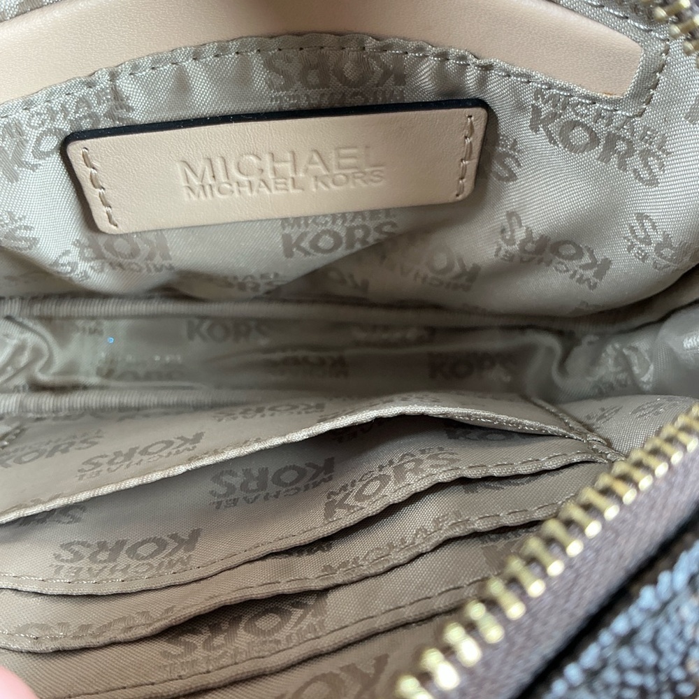 Michael Kors Fulton Small Bag Signature Brown Tan Gold Crossbody‎ Purse - Picture 10 of 11